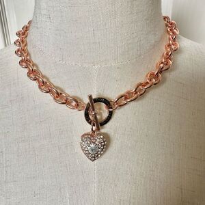 G by Guess rose gold heart toggle necklace